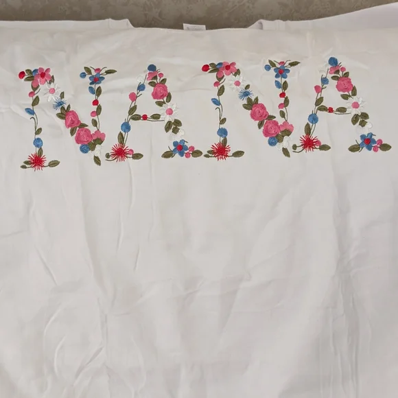 Women's White NANA Embroidered 2x Sweatshirt - Picture 2 of 2